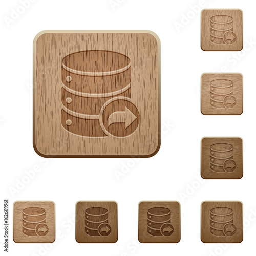 Database transaction commit wooden buttons