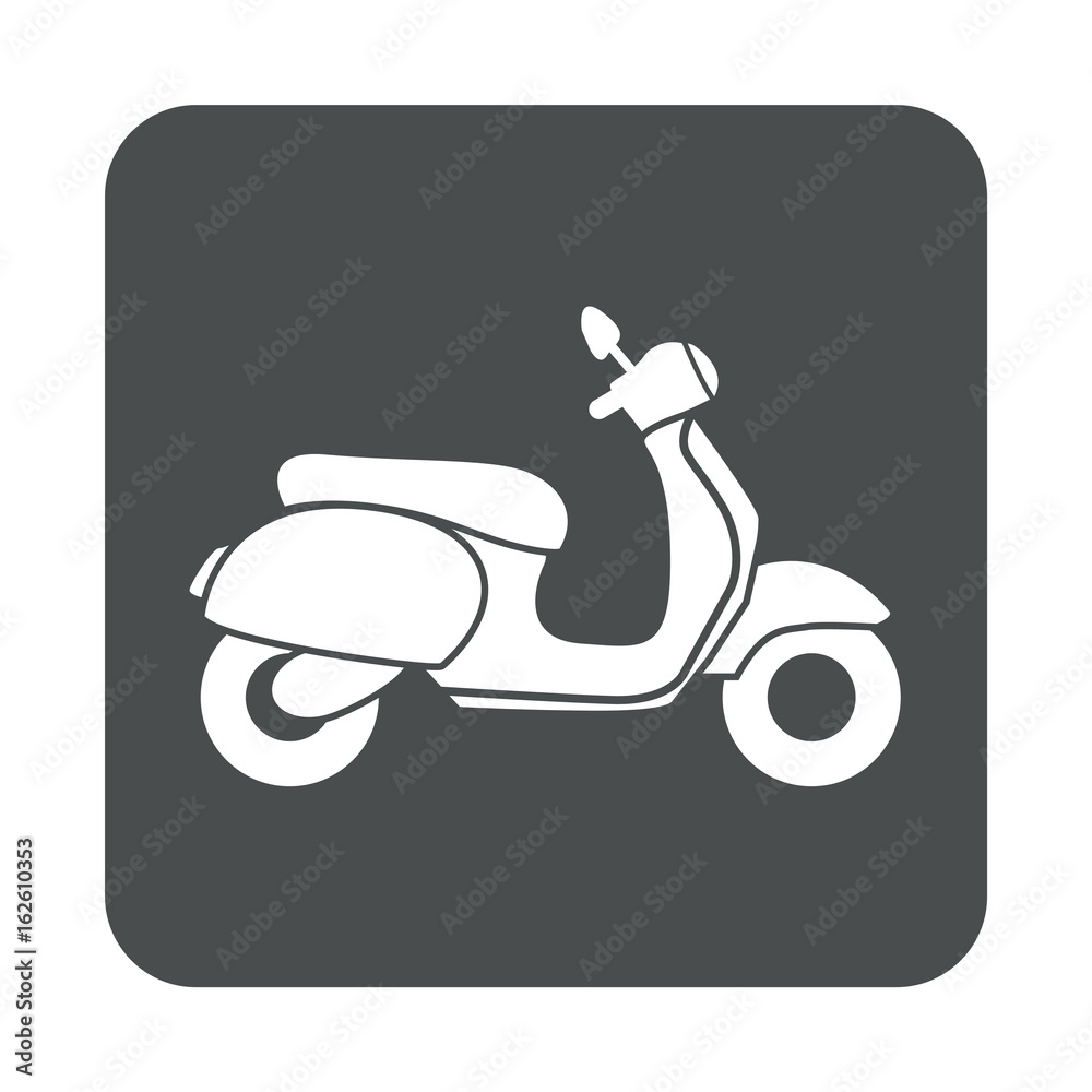 Icono plano escuter lateral en cuadrado gris