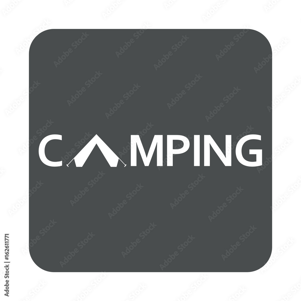 Icono plano texto CAMPING en cuadrado gris Icono plano texto CAMPING en cuadrado gris