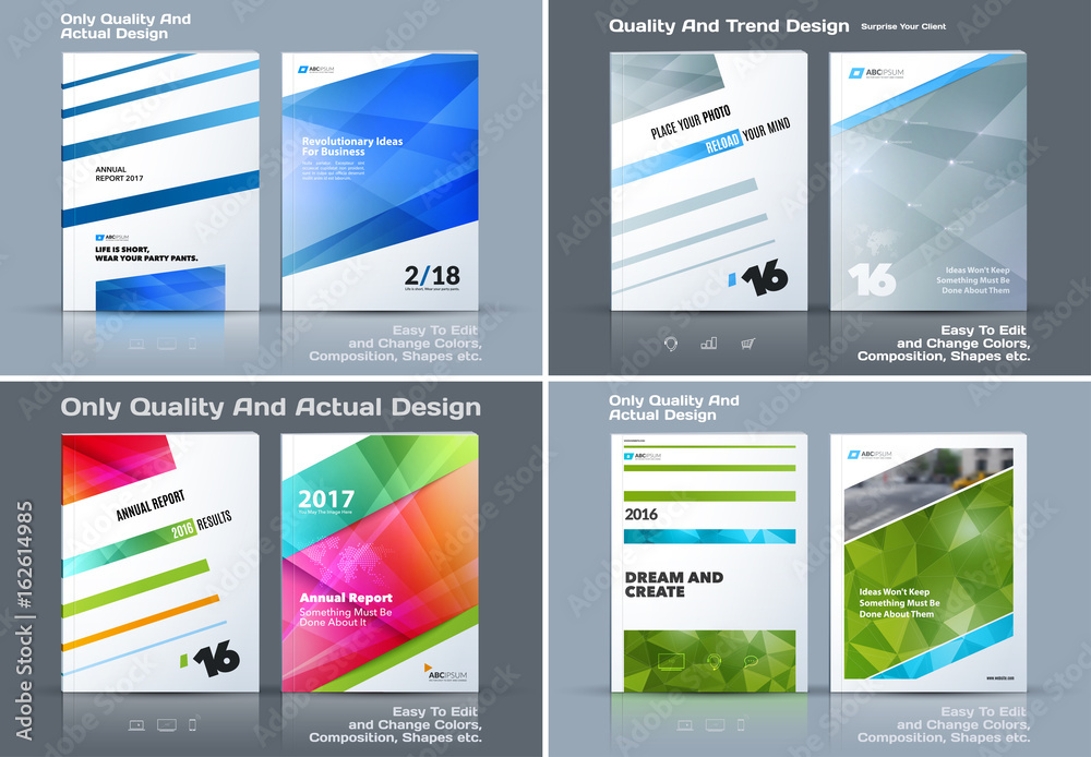 Set of Business vector template, brochure design, abstract annual report, cover modern layout, flyer in A4