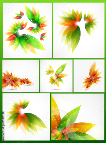 Set of nature vector banners with floral elements. Abstract vector eps10 headers with place for your text
