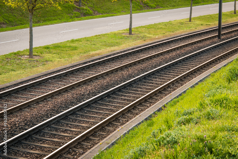 Naklejka premium Straßenbahnschienen