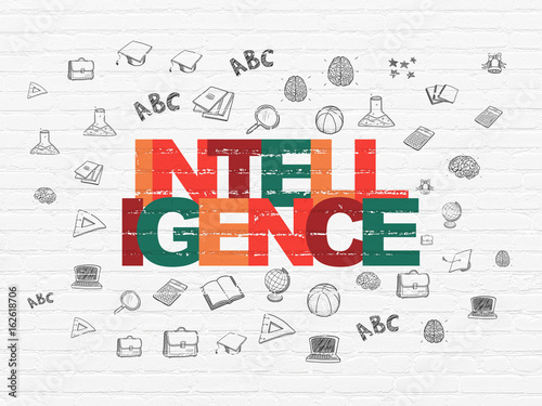 Education concept  Intelligence on wall background