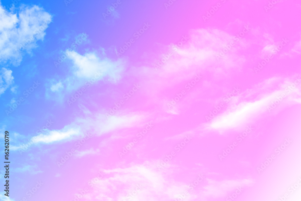 Obraz premium Blue sky background with white clouds, rain clouds on sunny summer or spring day. Color effect picture.