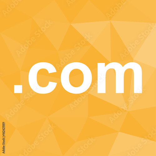 com Domain - Icon mit geometrischem Hintergrund gelb