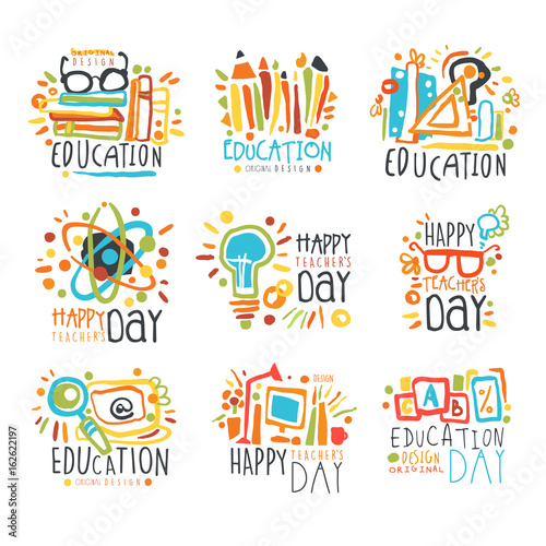 Education labels original design, set of logo graphic templates