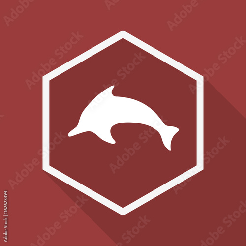 Poly Button mit Schatten - Delfin
