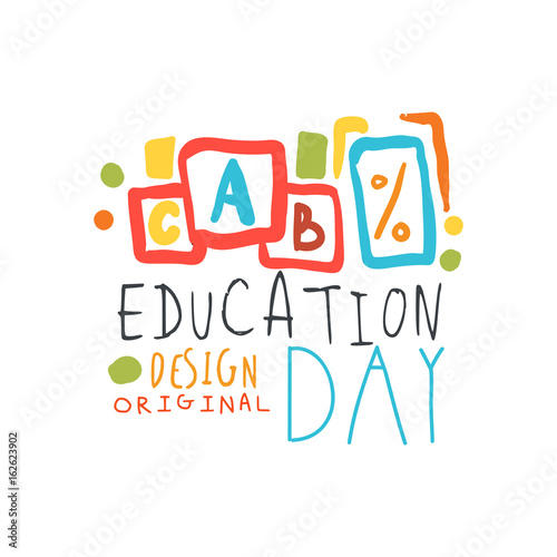 Education day label original design, back to school logo graphic template