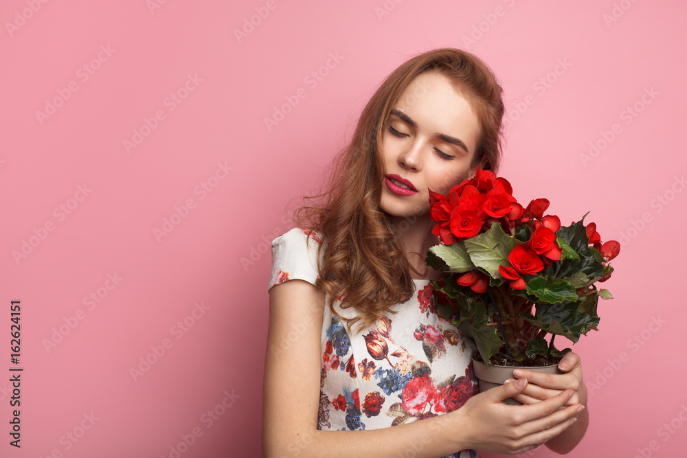 Sensual model with flowerpot Sensual model with flowerpot