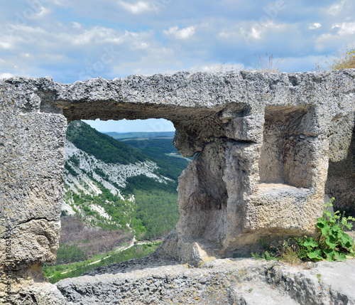 Mountain landscape with huge rocks photo