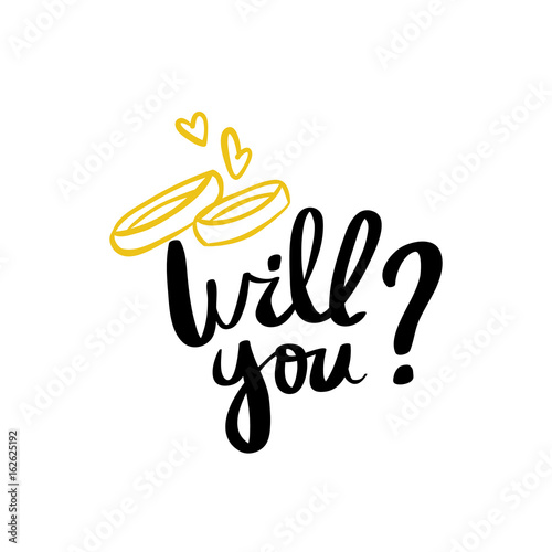 Will you marry me hand lettering typography text for wedding decor family or home design Hand written sign