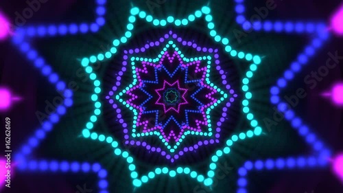 Stimulating kaleidoscope shapes on black photo