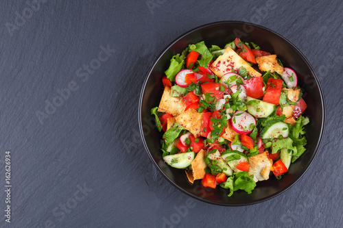 Fattoush or Arab salad with pita croutons