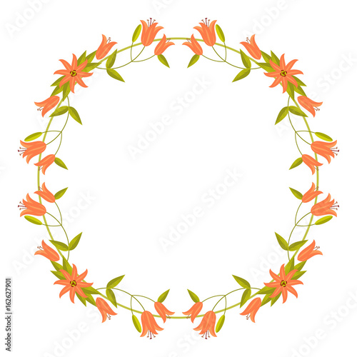 Wallpaper Mural Round decorative frame with abstract orange flowers. Vector clip art. Torontodigital.ca