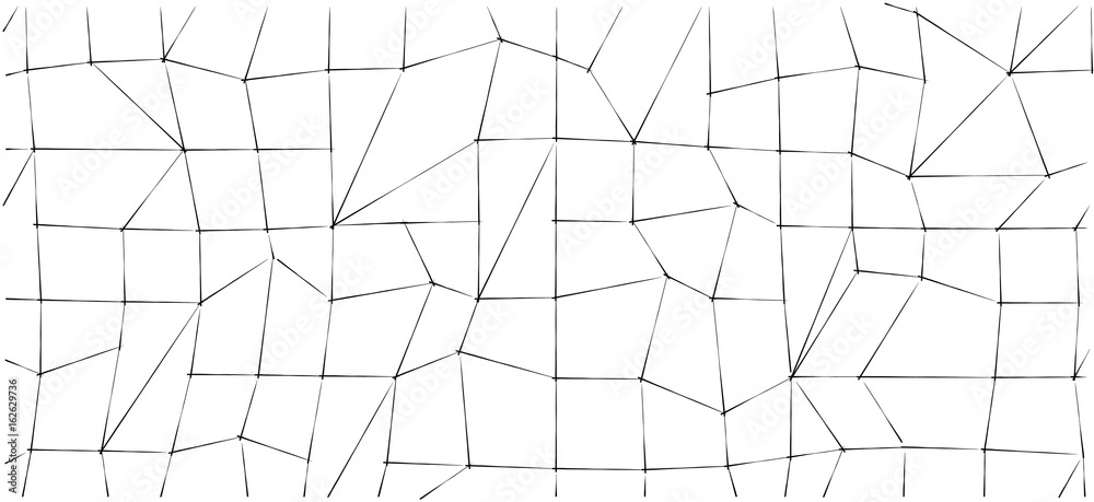 Abstract background with outline geometric shapes in polygon style. Sketchy pencil drawing. Texture for brochure or banner design. 