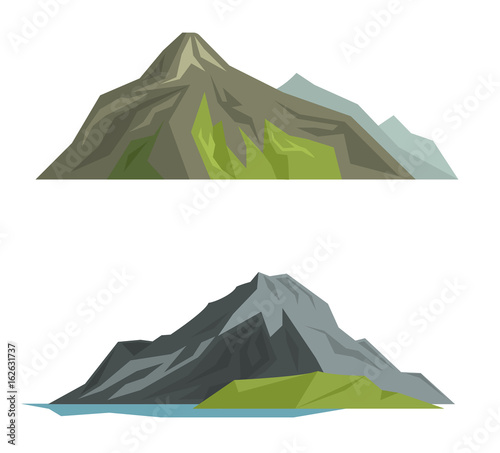 Volcano magma nature blowing up with smoke volcanic eruption lava mountain vector illustration