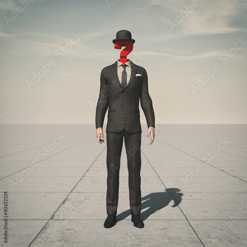 Business man with a questio...