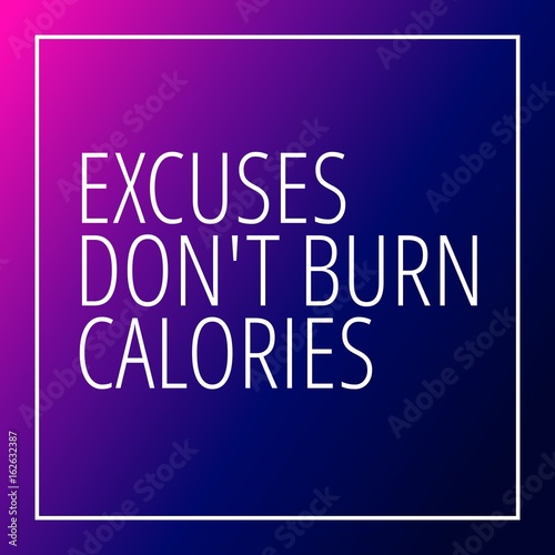 Workout motivation quote on blue pink gradient background