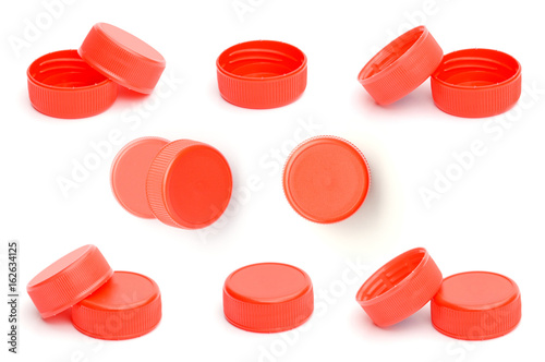 red plastic bottle cap on white background