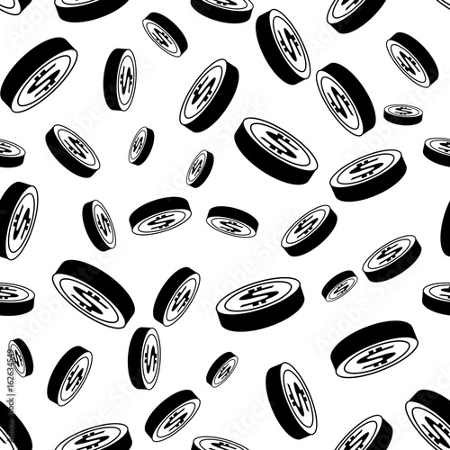 Falling coins seamless pattern