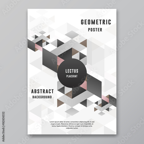 Geometric Abstract Poster, Cover design template, isometric dynamic vector graphic background for flyer, presentations or annual reports