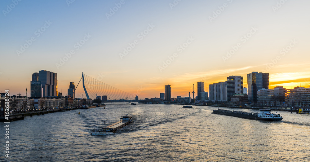 Rotterdam Nieuwe Maas with Ships
