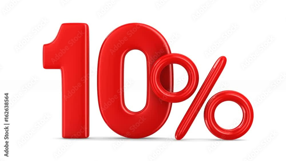 Ten percent on white background. Isolated 3D render Ten percent on white background. Isolated 3D render