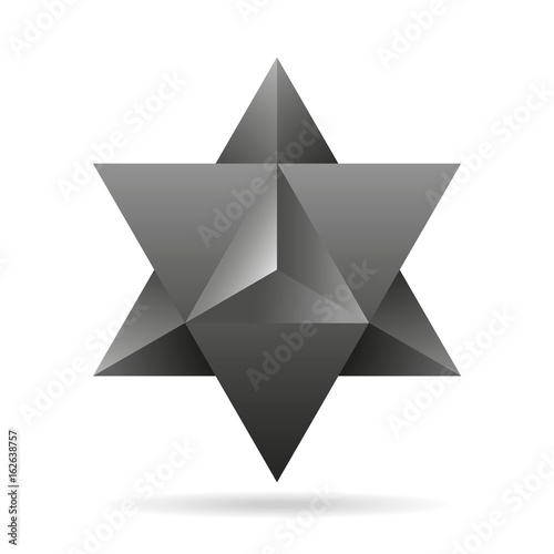 Sacred geometry. merkaba thin line geometric triangle shape. esoteric or spiritual symbol. isolated on white background. Star tetrahedron icon