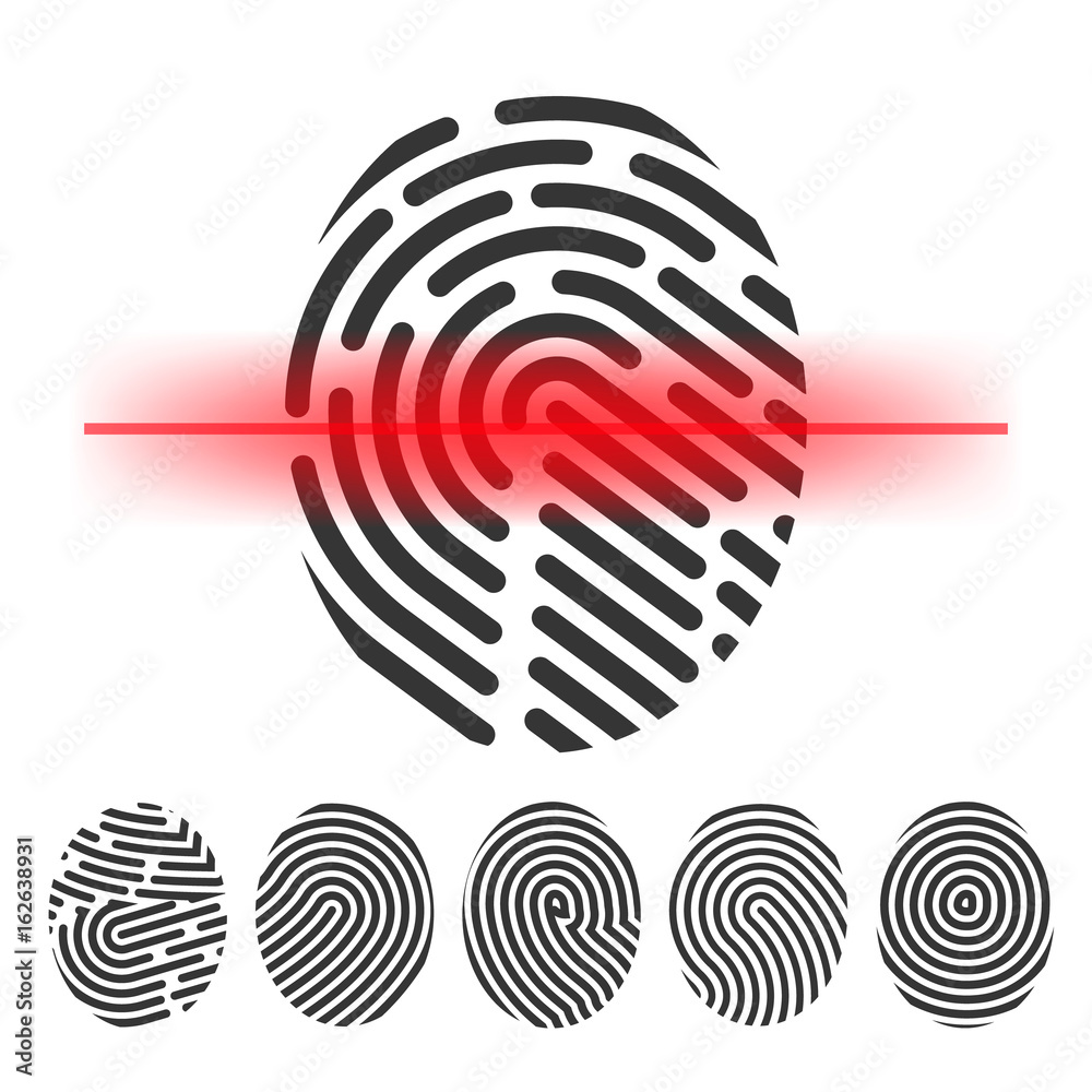 Finger print scanning vector clipart id check vector icon Stock Vector ...