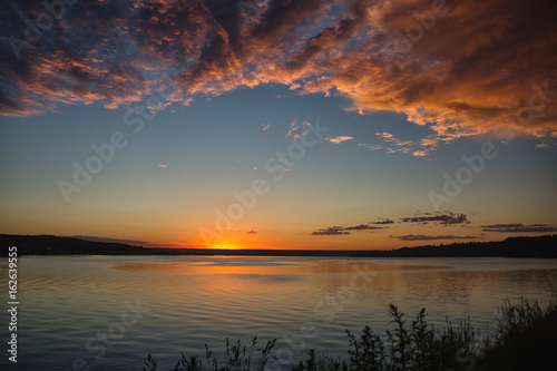 Sunset on river