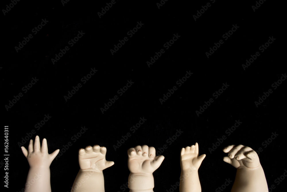 Zombie Doll Hands Frame Black Background Zombie Doll Hands Frame Black Background