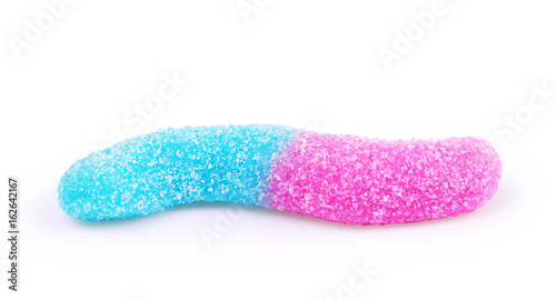 Tasty jelly worms on white background
