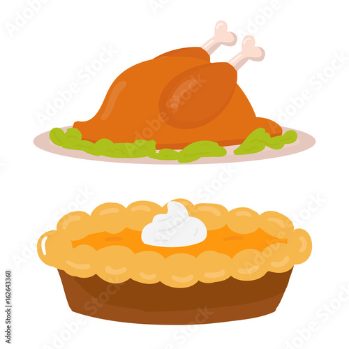 Happy thanksgiving day symbols design holiday objects fresh food harvest autu...