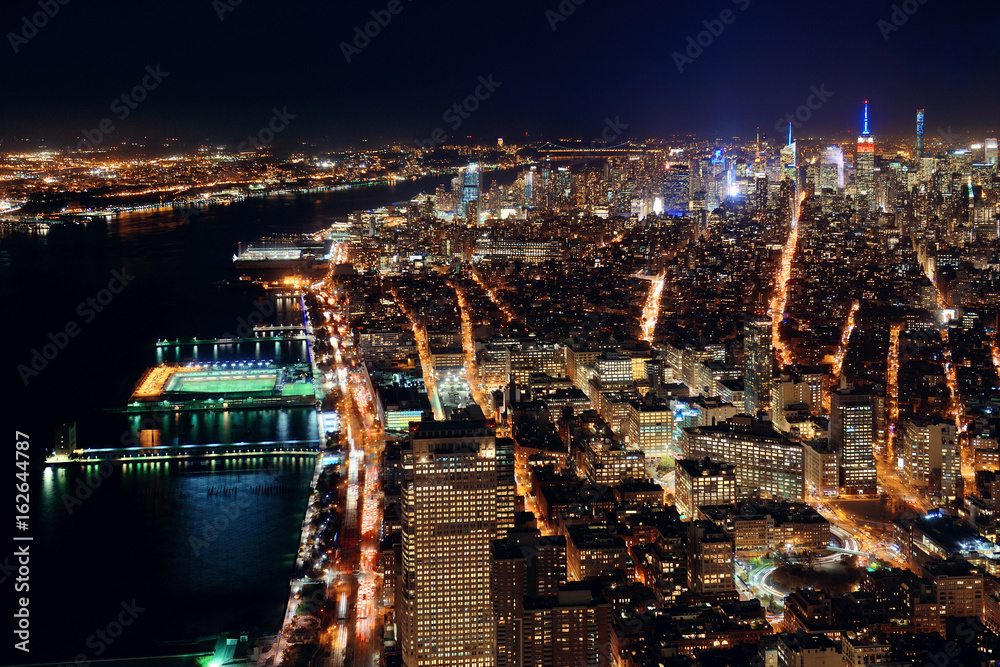 New York City downtown at night