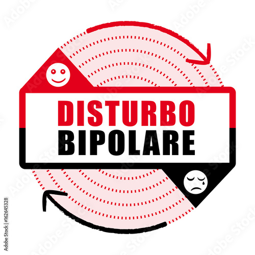 Disturbo bipolare. Fasi euforica e di depressione. Illustrazione della malattia psichiatrica. vector icon III.