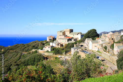 Historic village on the coast of Corsica Island, France
