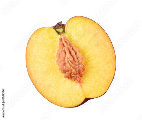 cut peach fruits isolated