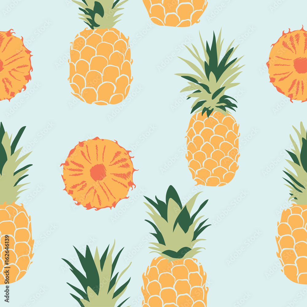 Pineapple seamless pattern. Vector illustration