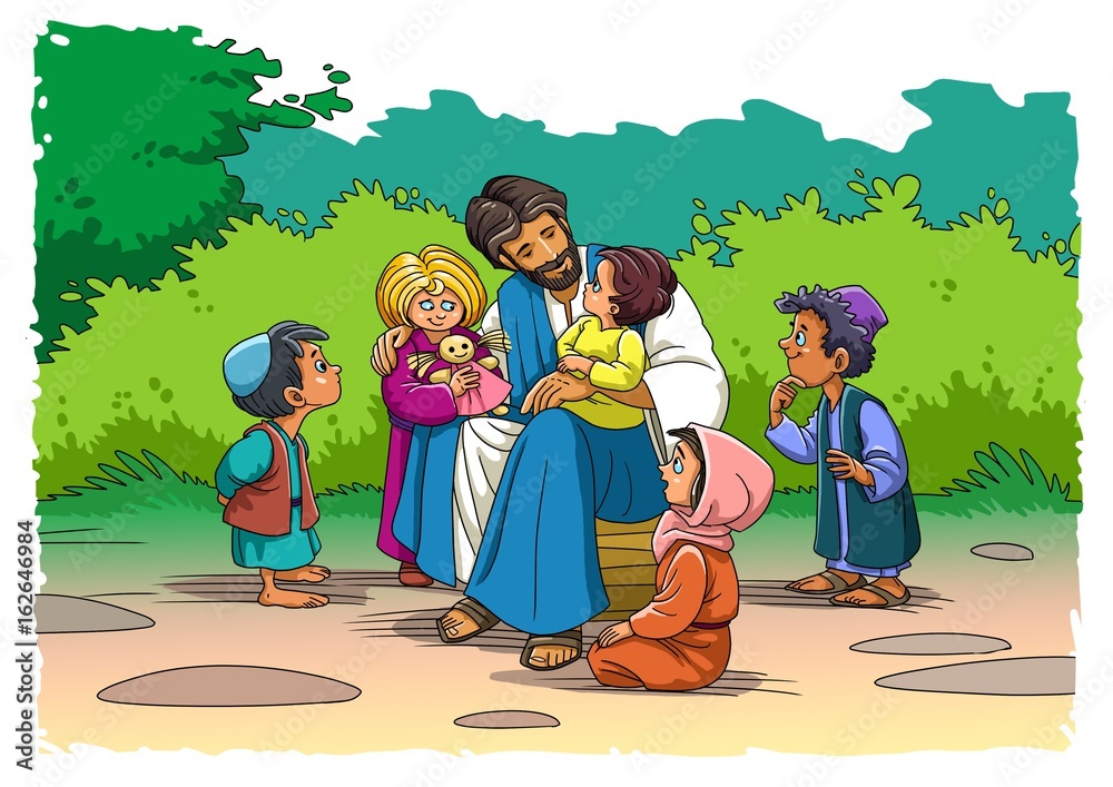 Jesus Christ and the Children Stock Illustration | Adobe Stock