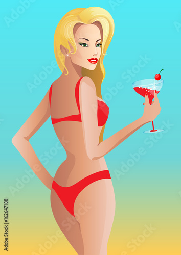 beautiful blonde woman,on a beach