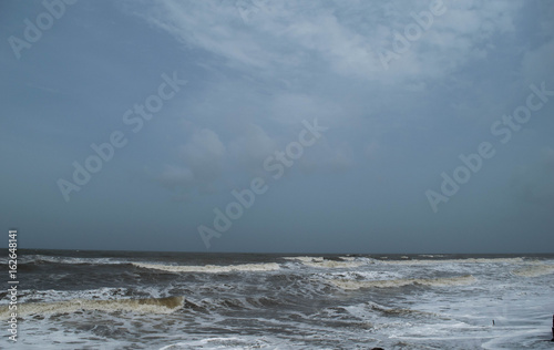 High water beach in Monsoon storm Goa