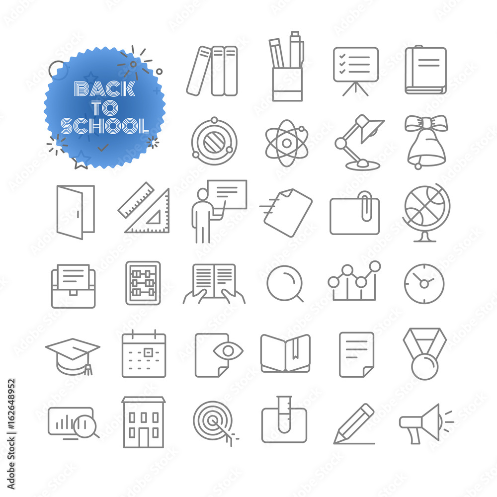Back to school. Outline icon set. Vector pictogram set Back to school. Outline icon set. Vector pictogram set