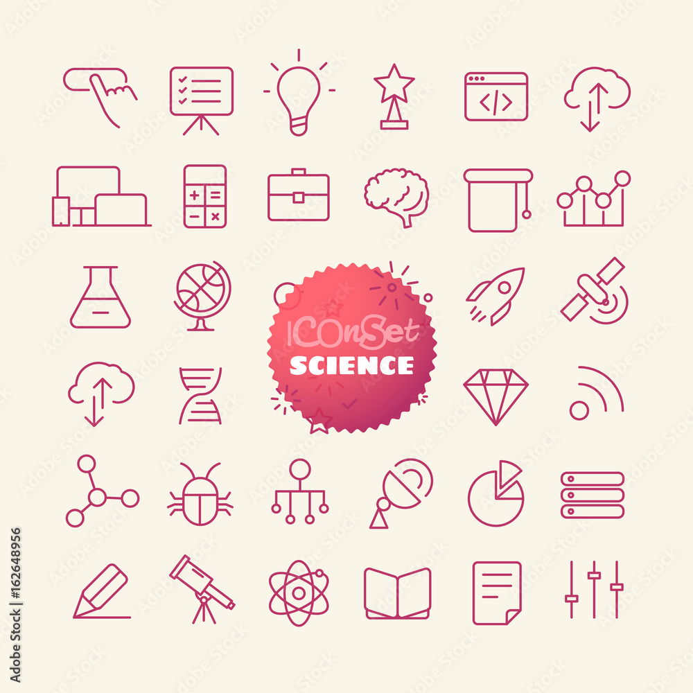 Outline icon set. Web and mobile app thin line icons. Science Outline icon set. Web and mobile app thin line icons. Science