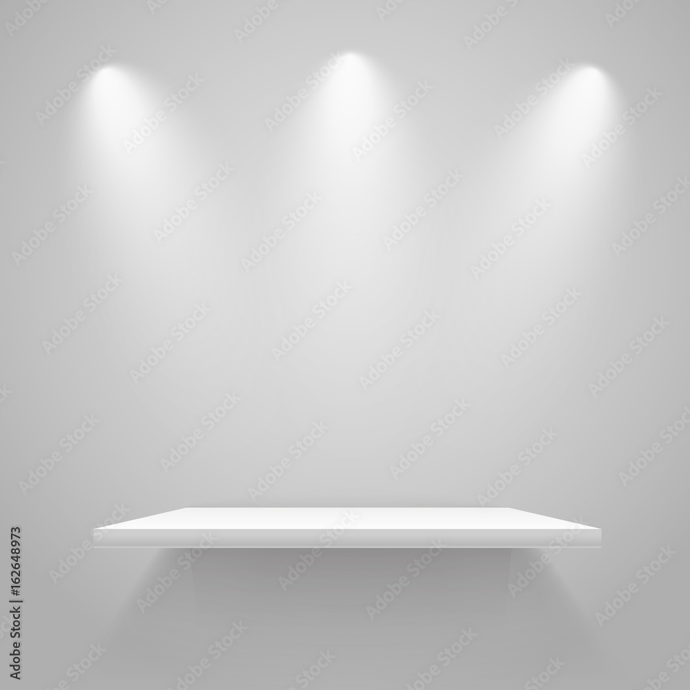 White illuminated stand on the wall. Vector mockup White illuminated stand on the wall. Vector mockup
