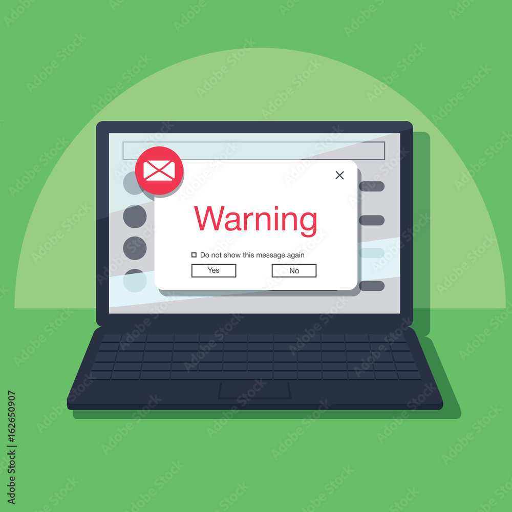 E-mail Popup Warning Window Concept. Block fishing rod come out of notebook screen asking for password. E-mail Popup Warning Window Concept. Block fishing rod come out of notebook screen asking for password.