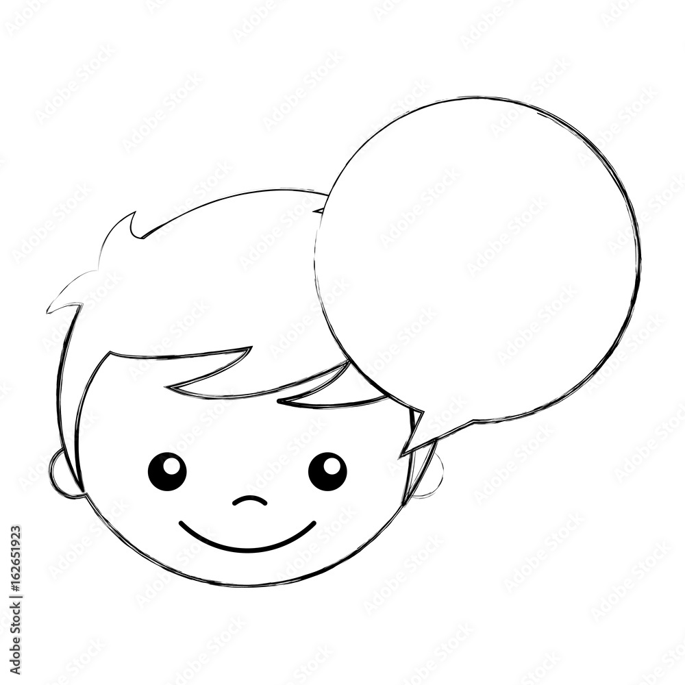 Obraz premium cute boy with speech bubble character vector illustration design