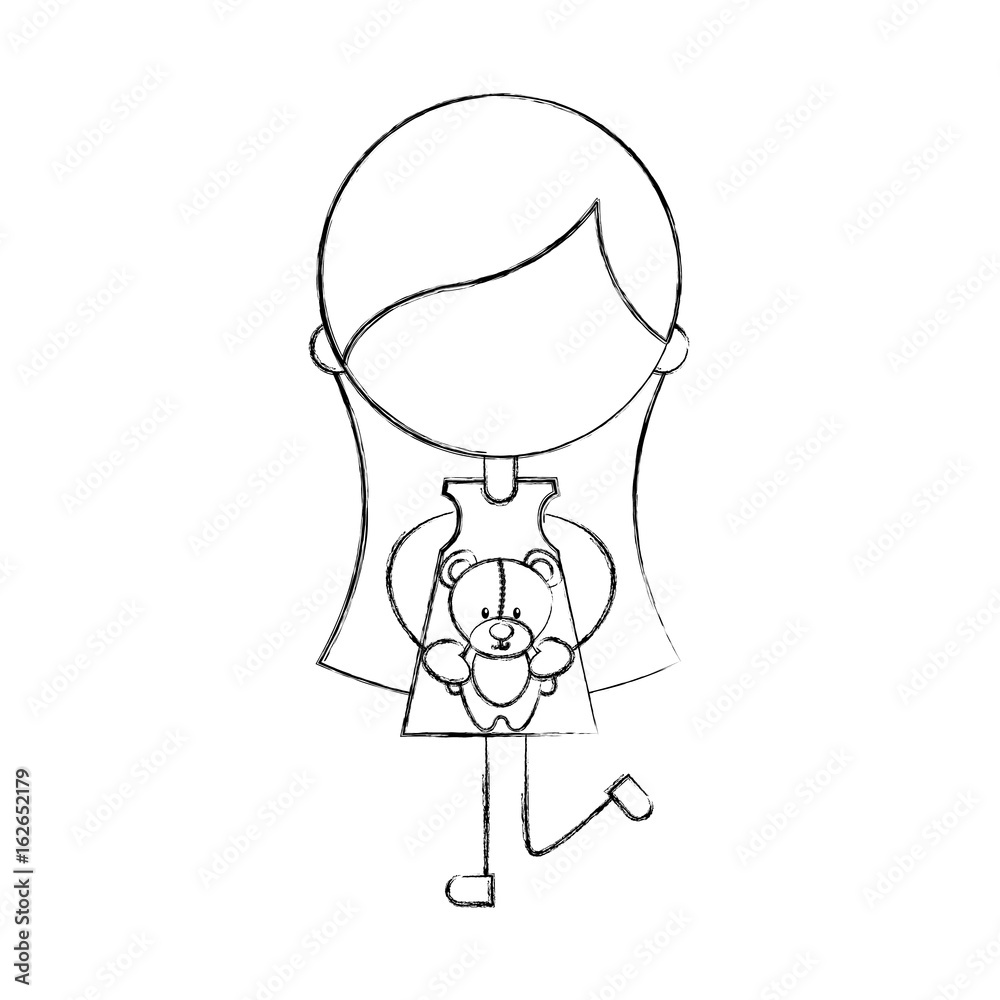 cute girl with bear character icon vector illustration design cute girl with bear character icon vector illustration design
