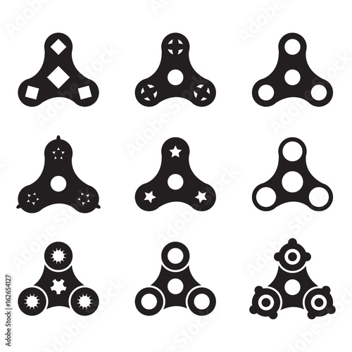 Fidget spinner, hand spinner stress relief toy icon set. Vector icon set.
