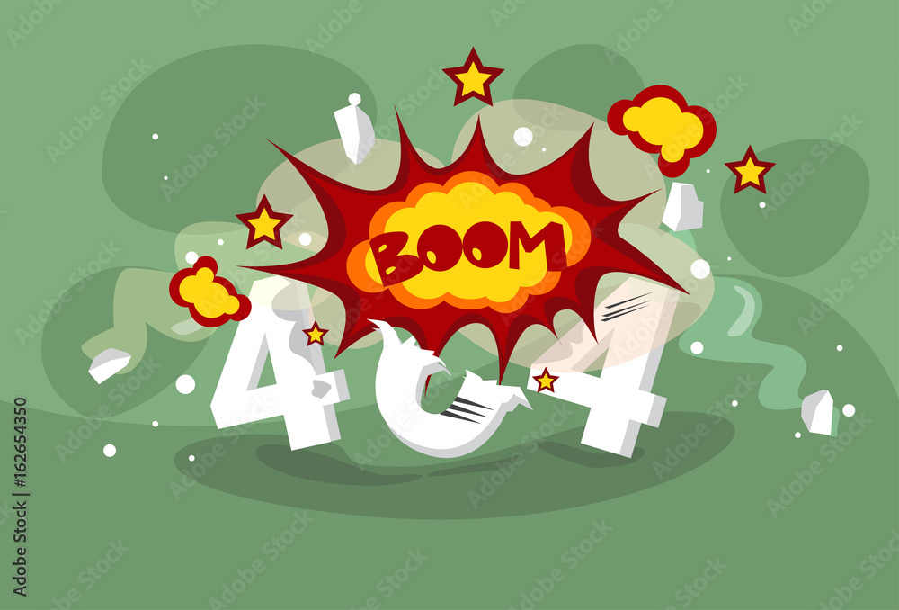 Fototapeta premium 404 Not Found Error Message Internet Connection Problem Concept Banner Flat Vector Illustration