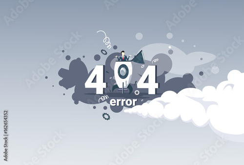 404 Not Found Error Message Internet Connection Problem Concept Banner Flat Vector Illustration